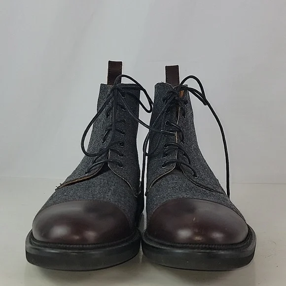 TAFT The Jack Cap Toe Boot In Grey/Oxblood Wool/Leather Men's - Picture 8 of 16